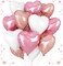 12-Pack 18in Pink & Rose Gold Heart Foil Balloons – Mylar Party Decor for Birthday, Baby Shower & Wedding